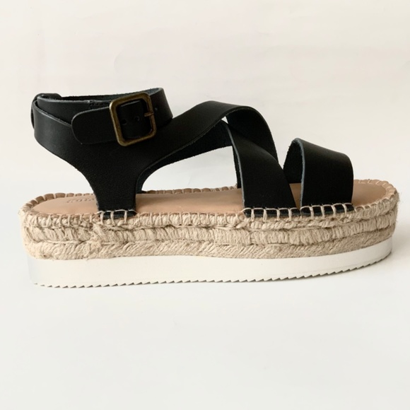 Soludos Olympia Black Leather Platform Espadrille Sandals Anthropologie 8 - Picture 5 of 8